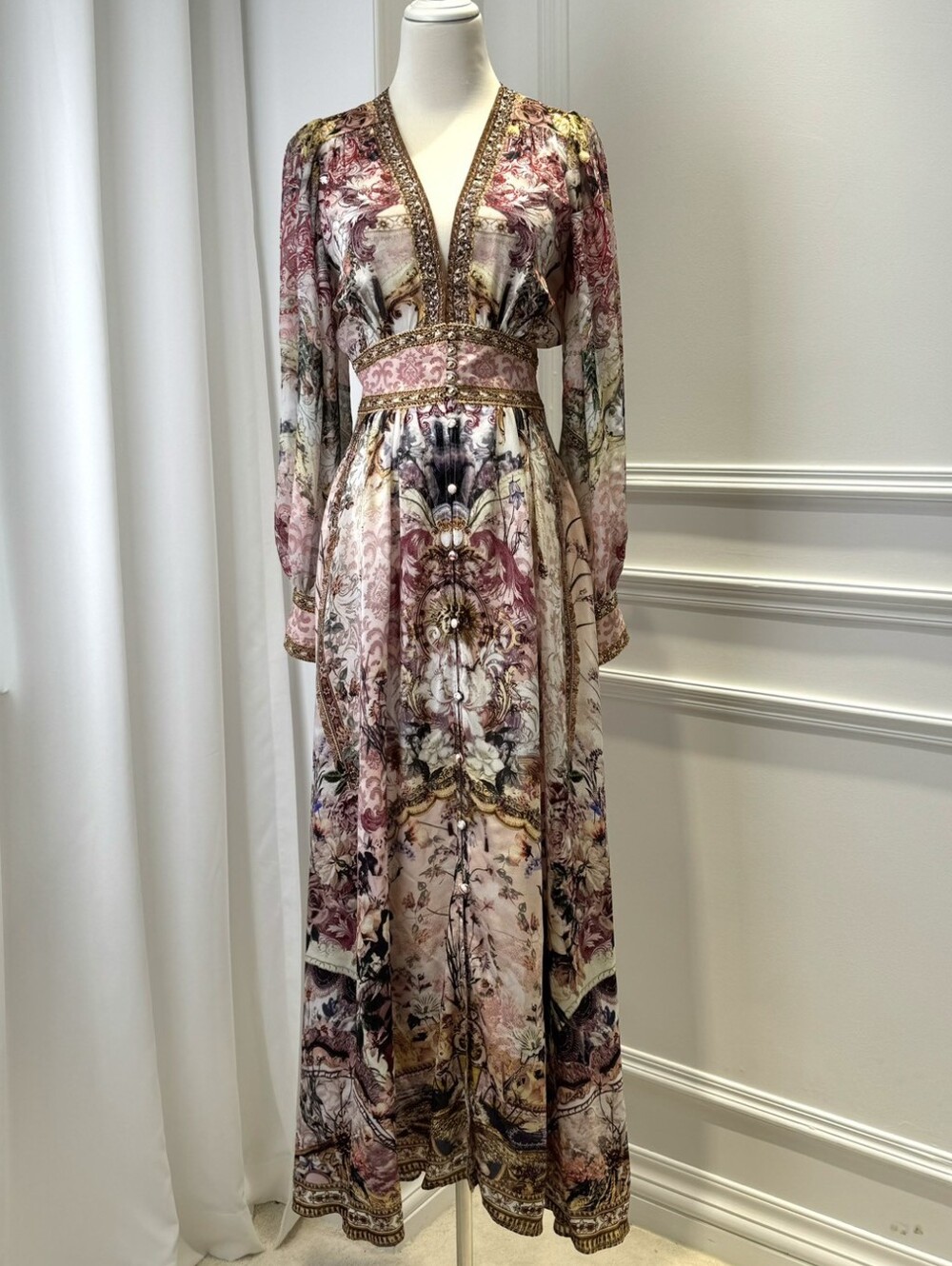 Camilla shaped waistband dress with gathered sleeves In Kissed By The Prince - Picture 7 of 16